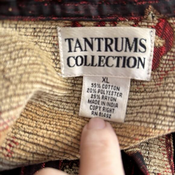 Vintage Tapestry Tantrums Collection Embroidered Jacket Pockets Buttons Size XL - Picture 7 of 7